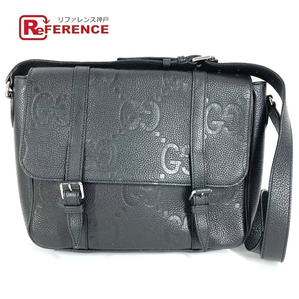 GUCCI Jumbo GG Messenger Bag Crossbody MD Shoulder Black